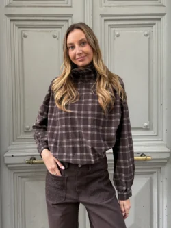 Camisa Micropana Cuadros Marrón Topo - Imagen 2