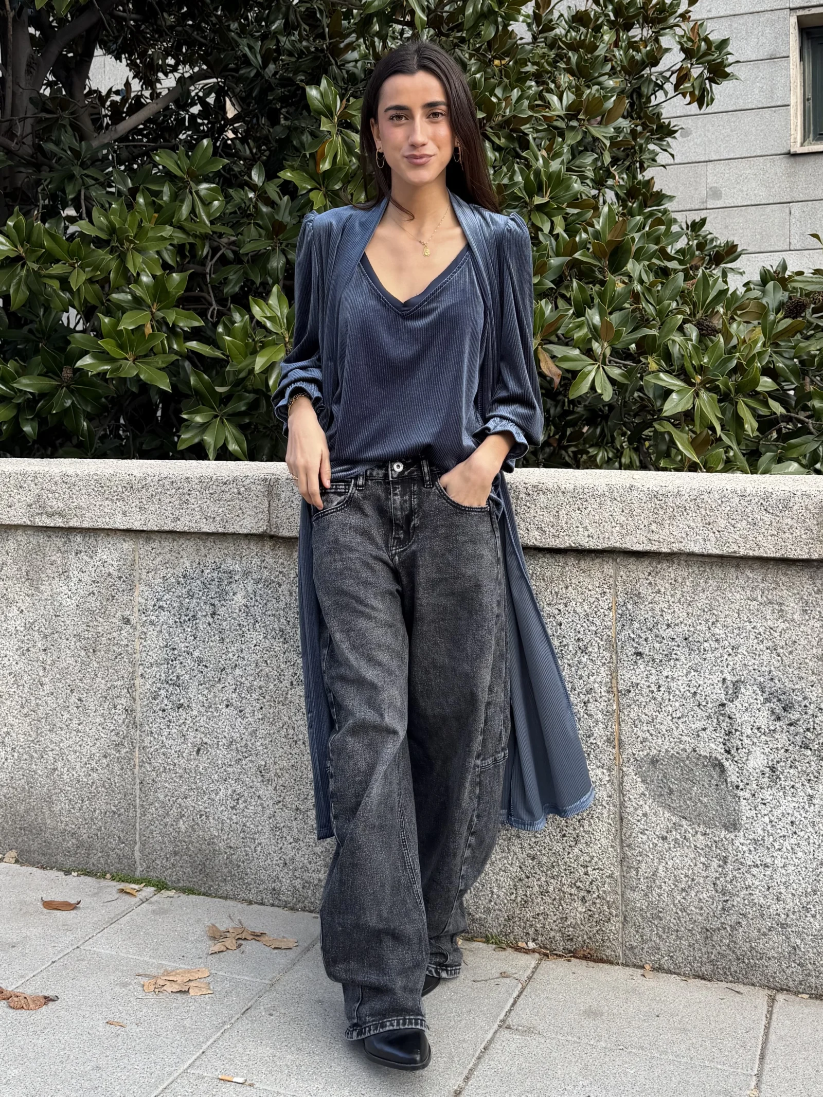 Kimono Velvet Azul Grisáceo