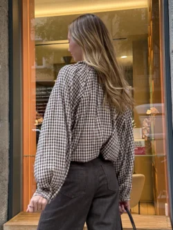 Camisa Cropped Cuadros Beige & Topo - Imagen 5