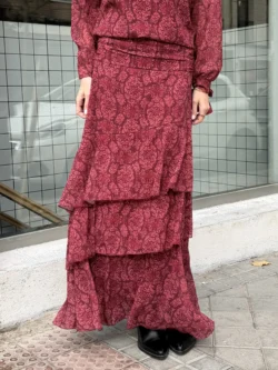 Falda Gasa Granate Estampada Volantes - Imagen 4