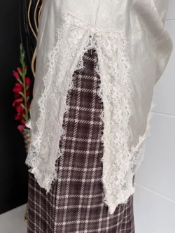 Blusa Lencera Larga Asimétrica Crudo - Imagen 7