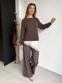 Blusa Lencera Larga Asimétrica Crudo - Imagen 3