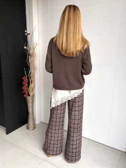 Pantalón Cuadros Gris y Crudo Elástico - Imagen 6