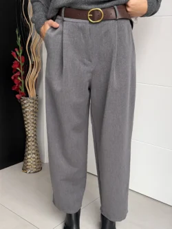 Pantalón Traje Gris Pernera Ancha - Imagen 7