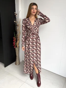 Vestido Largo Canela & Burdeos