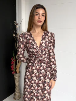 Vestido Largo Canela & Burdeos - Imagen 2