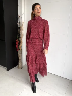 Falda Gasa Granate Estampada Volantes - Imagen 6