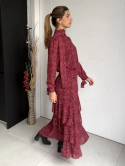 Falda Gasa Granate Estampada Volantes - Imagen 9