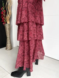 Falda Gasa Granate Estampada Volantes - Imagen 12