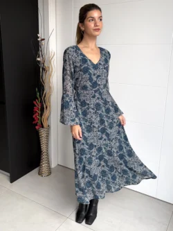 Vestido Midi Gasa Petróleo