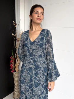Vestido Midi Gasa Petróleo - Imagen 3