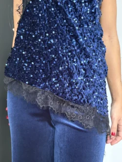 Top Lentejuelas Encaje Azul Marino - Imagen 8