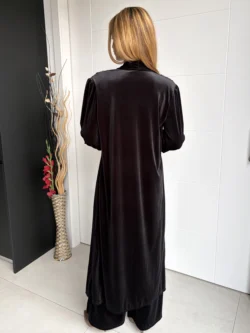 Kimono Largo de Terciopelo Negro - Imagen 7