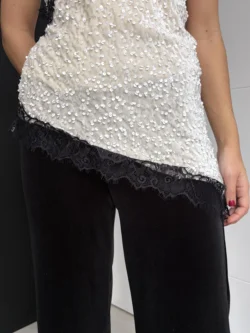 Top Lentejuelas Encaje Crema - Imagen 8