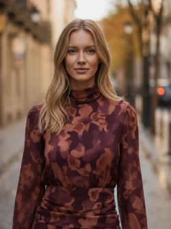 Vestido Largo Volantes en Tonos Tierra - Imagen 3