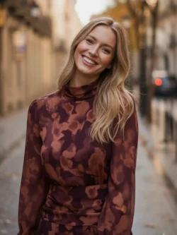 Vestido Largo Volantes en Tonos Tierra - Imagen 2