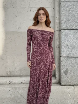 Vestido Tul Largo Adela Escote Bardot