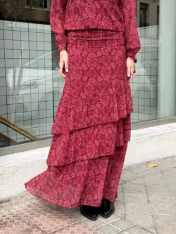 Falda Gasa Granate Estampada Volantes - Imagen 2