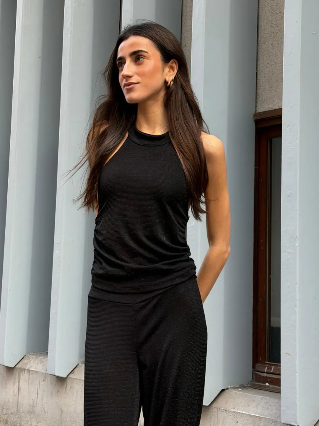 Top Lurex Negro Cuello Halter