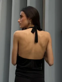 Top Lurex Negro Cuello Halter - Imagen 3