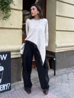 Suéter Boho Color Crema Oversize  - Imagen 5