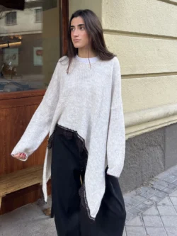 Suéter Boho Color Crema Oversize 