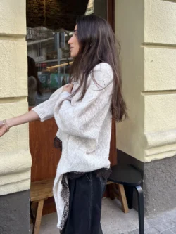 Suéter Boho Color Crema Oversize  - Imagen 3