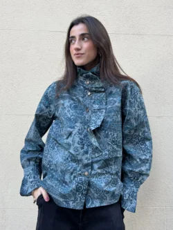 Blusa Estampada Boho Azul Petróleo