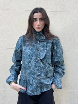 Blusa Estampada Boho Azul Petróleo - Imagen 2