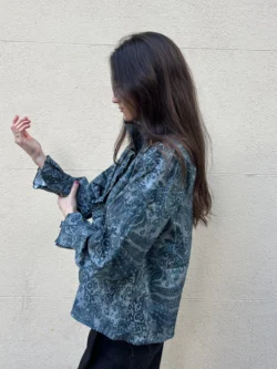 Blusa Estampada Boho Azul Petróleo - Imagen 4