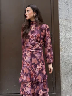 Vestido Largo Volantes en Tonos Tierra - Imagen 4