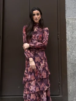 Vestido Largo Volantes en Tonos Tierra - Imagen 5