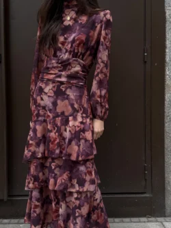 Vestido Largo Volantes en Tonos Tierra - Imagen 6