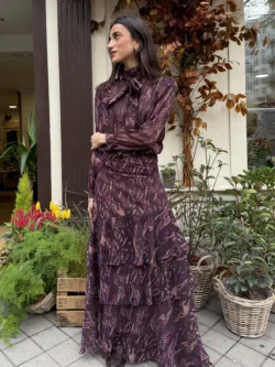 Falda Gasa Granate Estampada Volantes