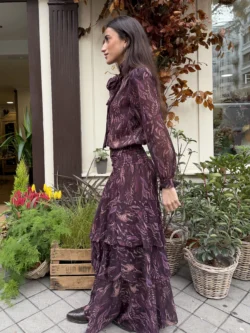 Blusa Estampada Granate con Cuello Lazo - Imagen 4