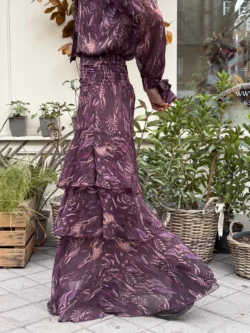 Falda Gasa Volantes Asimétricos Granate - Imagen 2