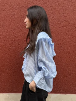 Camisa Azul de Rayas con Volantes - Imagen 3