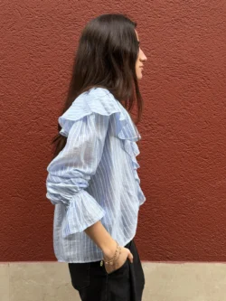 Camisa Azul de Rayas con Volantes - Imagen 4