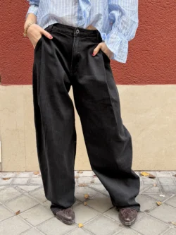 Pantalón Denim Negro Ancho - Imagen 5