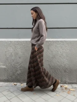 Falda Larga Geométrico en Tonos Tierra - Imagen 3