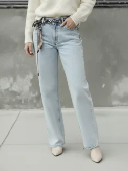 Pantalón Vaquero Recto Azul Claro - Imagen 2