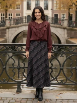 Falda Larga Geométrica Tonos Profundos - Imagen 5