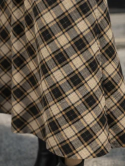 Falda Larga Cuadros en Tonos Neutros - Imagen 3