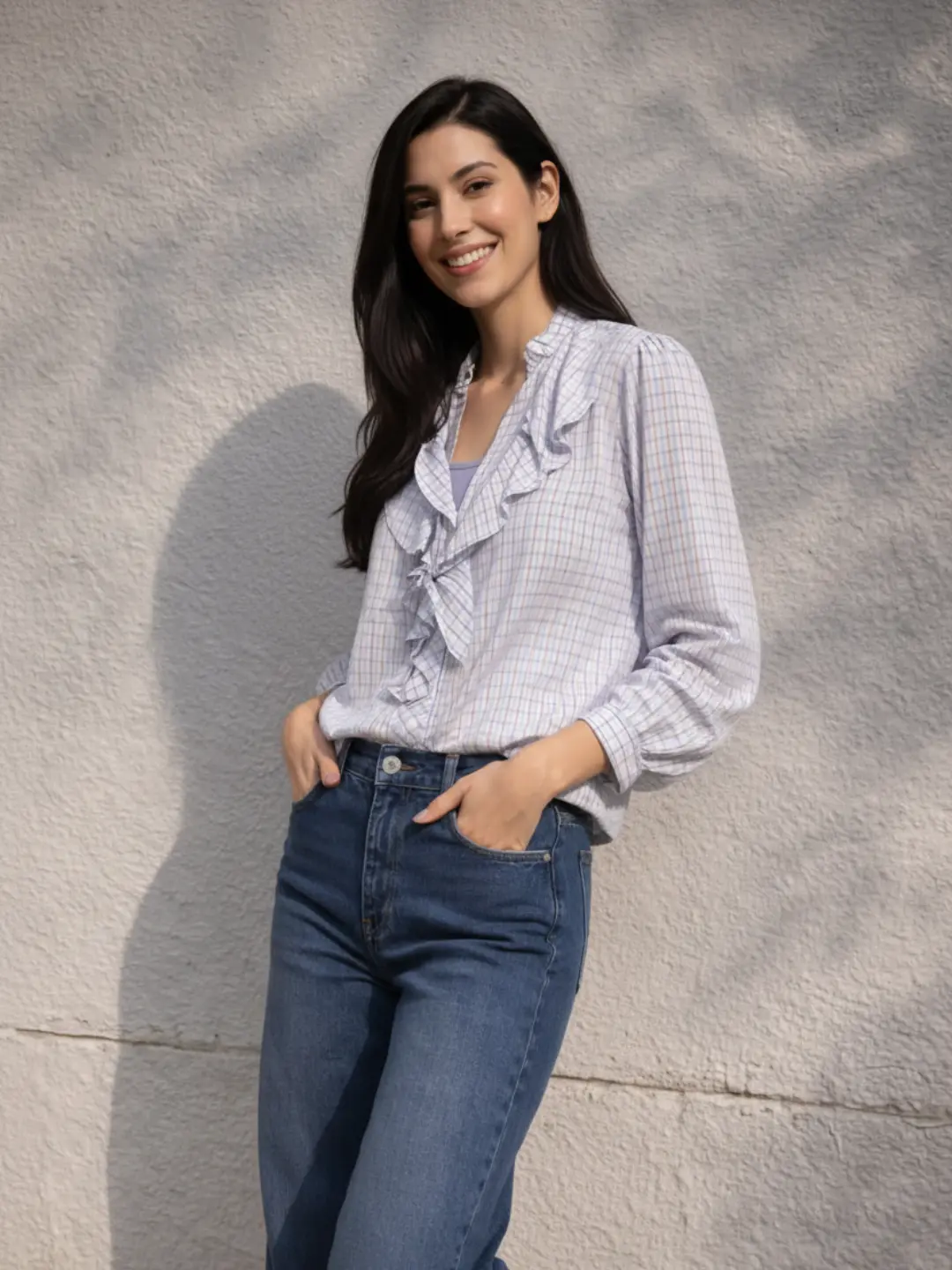 Vaquero Recto Azul Medio de Tiro Alto