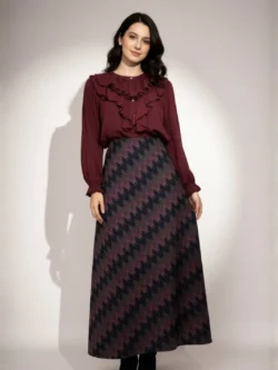 Falda Larga Geométrica Tonos Profundos - Imagen 3