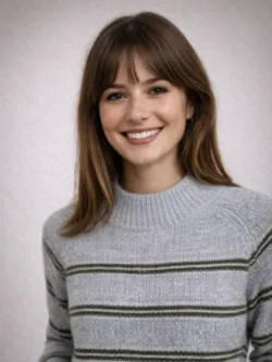 Suéter Gris de Punto con Rayas Cuello Chimenea - Imagen 5