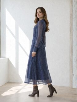 Vestido de Tul Largo Floral Marino - Imagen 2