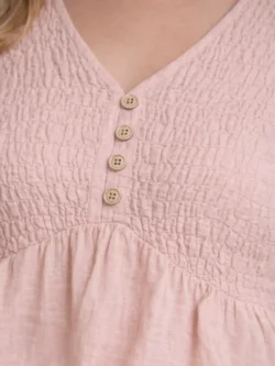 Blusa Rosa Palo con Fruncido Escote Pico - Imagen 4