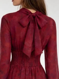 Vestido Largo Volantes en Tonos Cerezas - Imagen 3