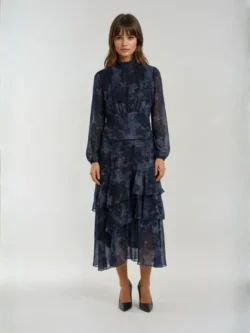 Vestido Largo Volantes en Tonos Marinos - Imagen 5